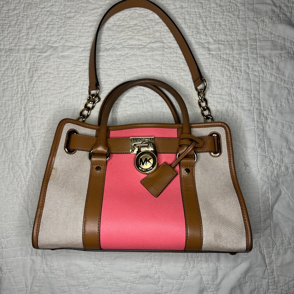 Michael Kors Pink and Tan lock&key bag